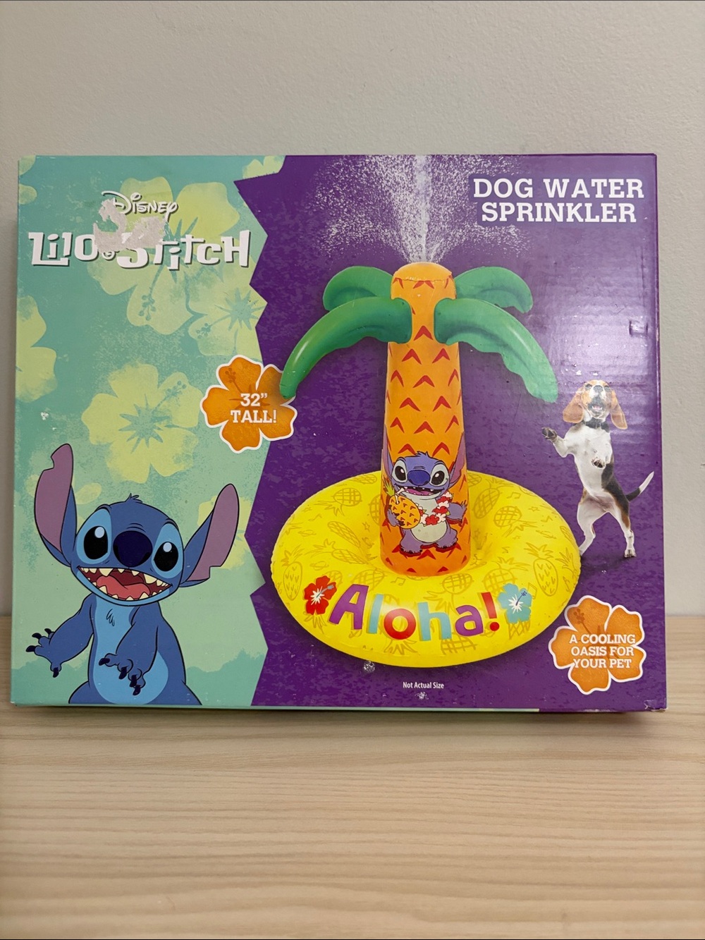 Disney New! Lilo & Stitch Yellow and Green Aloha Dog Water Sprinkler